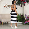 Striped Backless Lace-up Sheath Sexy Dress