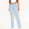 High Elastic Mid Waist Burrs Women's Denim Trousers