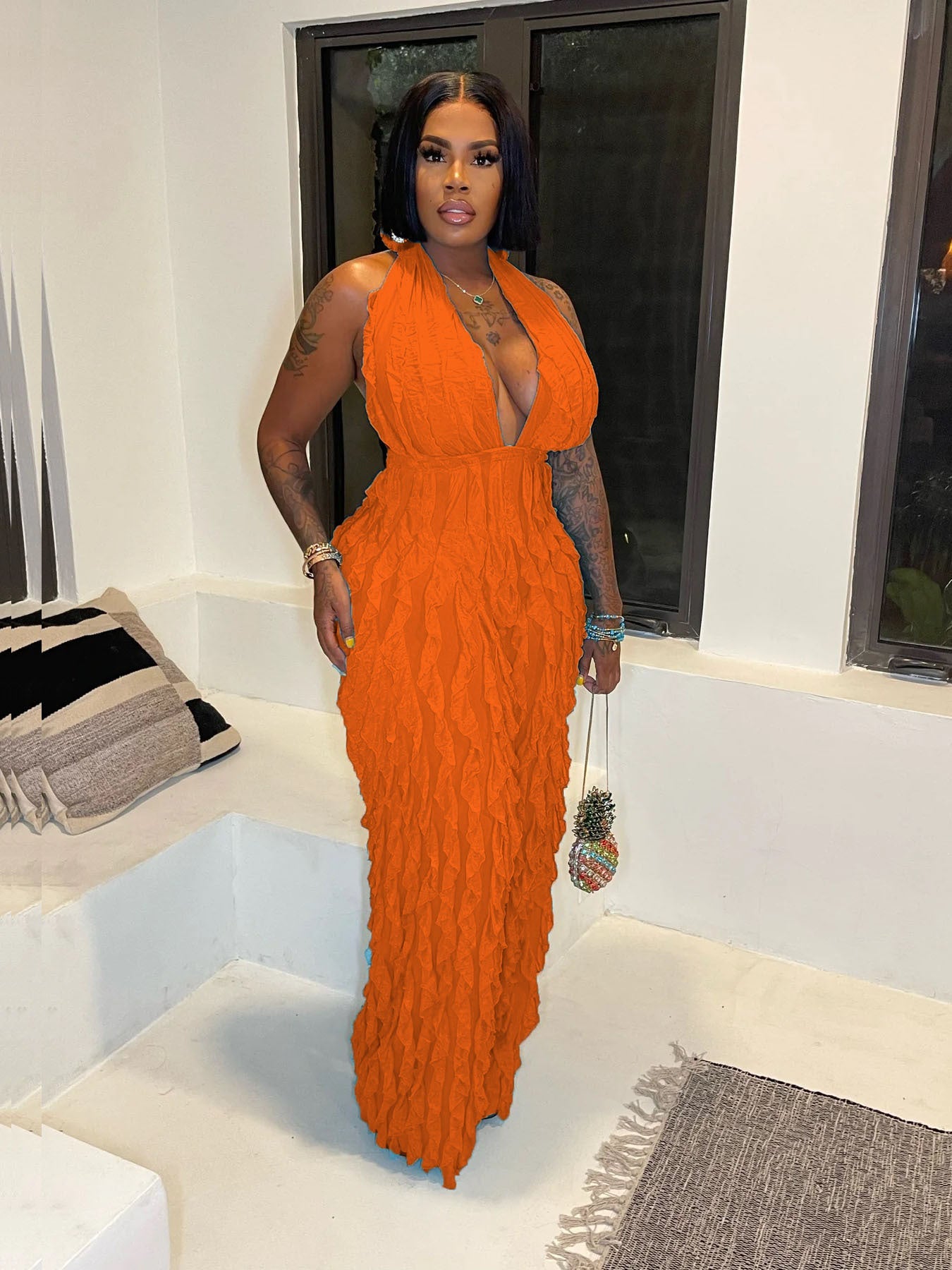 Halter Wave Pattern Sexy Bandeau High Waist Jumpsuit