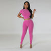 Pit stripe sports round neck tight and navel exposed set