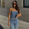 Denim Slim-Fit Buttoned Tank-Top