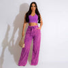 Sleeveless Open Waist Jacket Elastic Waist Wide-leg Pants Suit