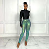 Slim Fit Buttocks Metallic Silver Hot Casual Pants