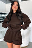 Solid Color Long Sleeved Shorts Hoodie Two-piece Set