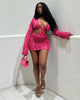 Long Sleeve Mesh Wave Pattern Sexy Short Dress