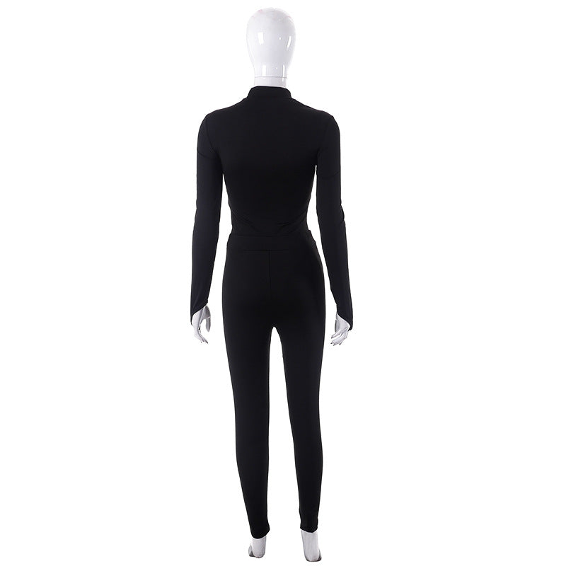 Solid Color Love Heart Openwork Slim Fit Set