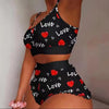 Printed Suspenders Tight Sweet Home Wear Two-Piece Set