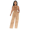 Sleeveless Open Waist Jacket Elastic Waist Wide-leg Pants Suit