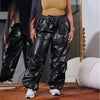 Solid color three-dimensional pocket pleated workwear pants