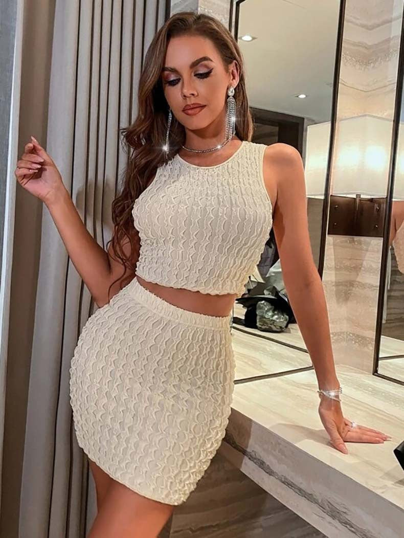 Small Tank Top High Waist Hip Tight Skirt Set