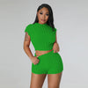 Cropped Shorts Popcorn Bubble Two-Piece Set