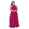Sleeveless Off Shoulder Simulated Silk Pleated Large Swing Dress