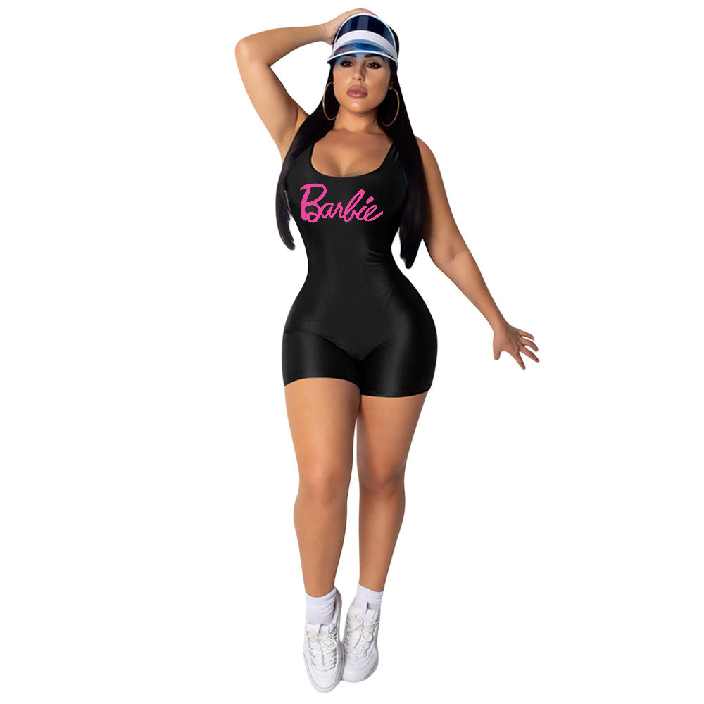 Fashion Printed Sexy Backless Tight Jumpsuit