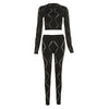Sexy Cutout Ripped High Waist Tight Trousers 2PC Set