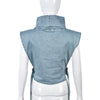 Lace-up Turtleneck Washed Sleeveless Denim Short Vest