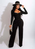 Long sleeved solid color low cut two-piece set