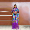 V-neck Fringed Loose Short-sleeved Printed Dress