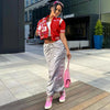 Printed Short-Sleeved Baseball Jacket