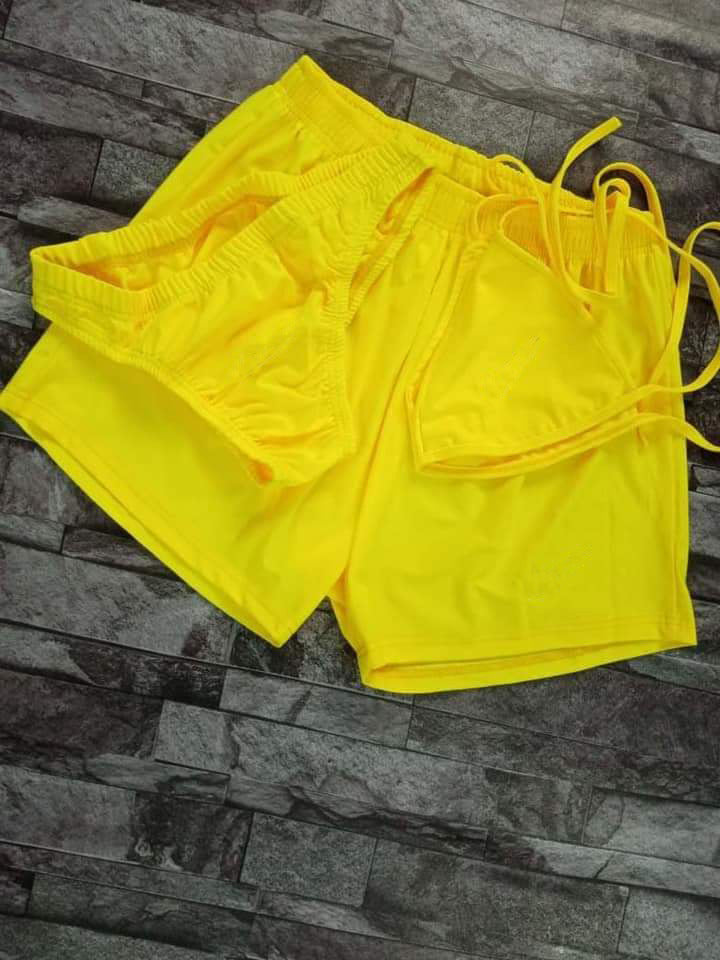 Pure Color Bikini Three-Piece Set 3PC