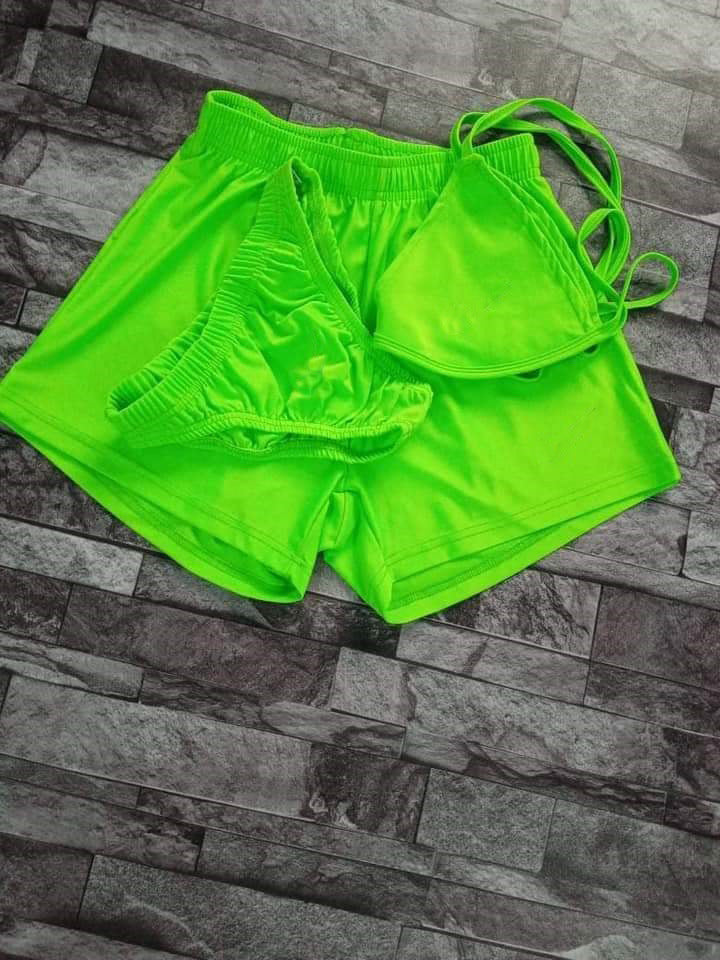 Pure Color Bikini Three-Piece Set 3PC