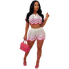 Striped Handmade Knit Casual Shorts Set