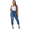 Ripped Diagonal Buckle Stretch Jeans