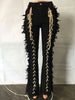 Eyelet String Tassel Straight Jeans