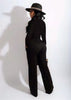 Long sleeved solid color low cut two-piece set