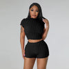 Cropped Shorts Popcorn Bubble Two-Piece Set
