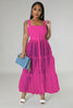 Straps Tulle Stitching Large Swing Dress
