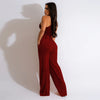Sleeveless Open Waist Jacket Elastic Waist Wide-leg Pants Suit