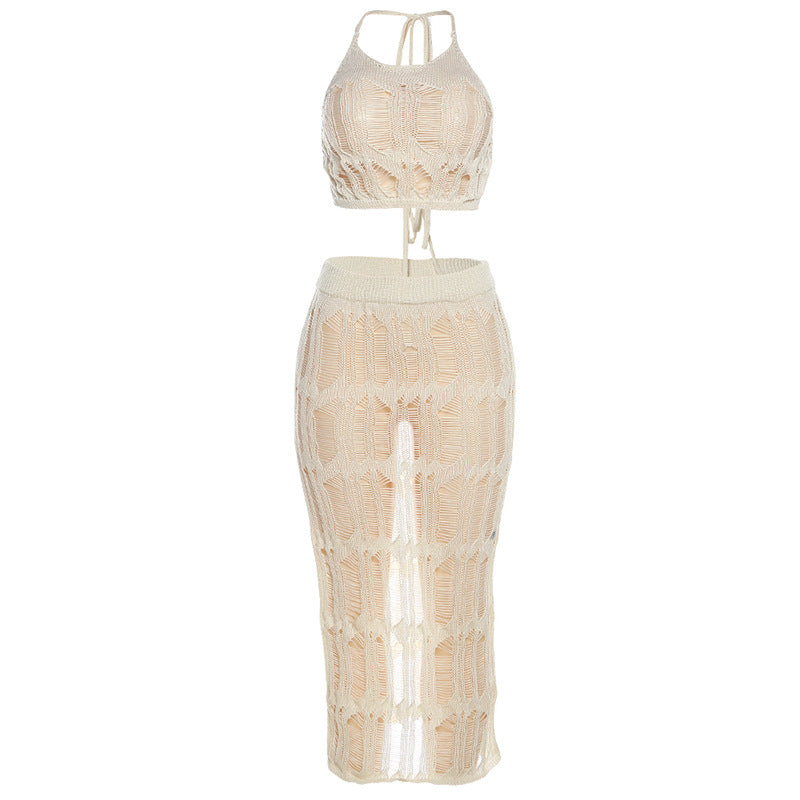 Beach Skirt with High Waist Slit Dress Set