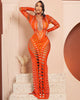 Ripped Skinny Sheath Dress Rhinestone Printed Dress