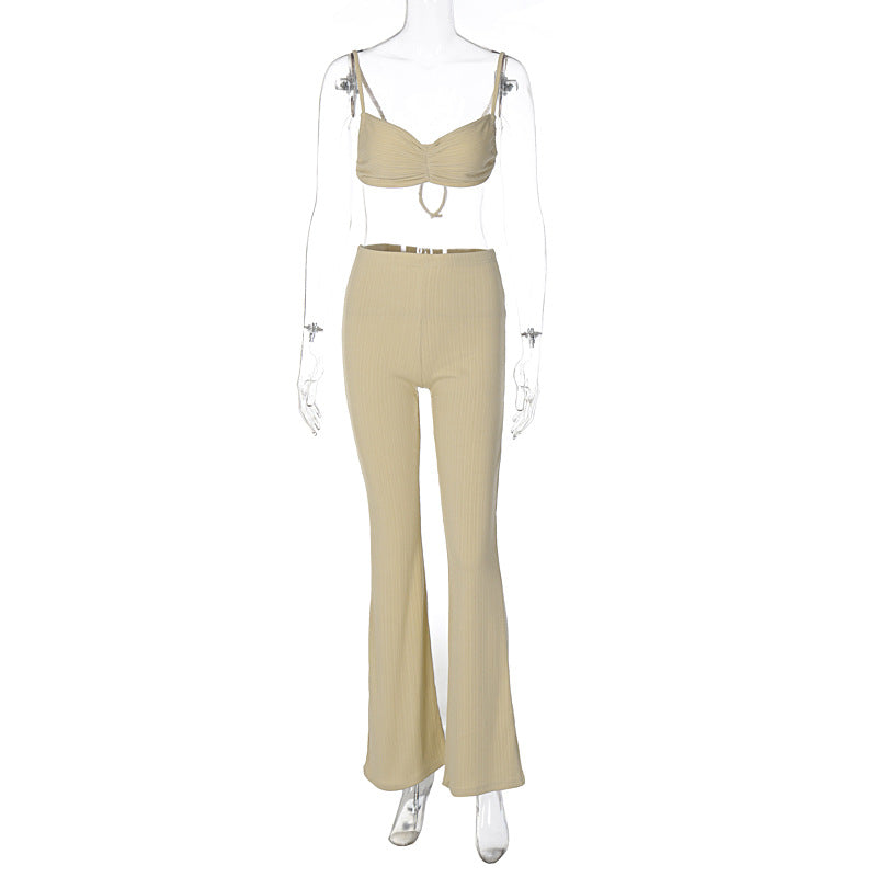 Bra Top & Flare Pants Two-Piece Set