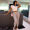 Contrast Color Pocket Top Tight Trousers Sports and Leisure Set