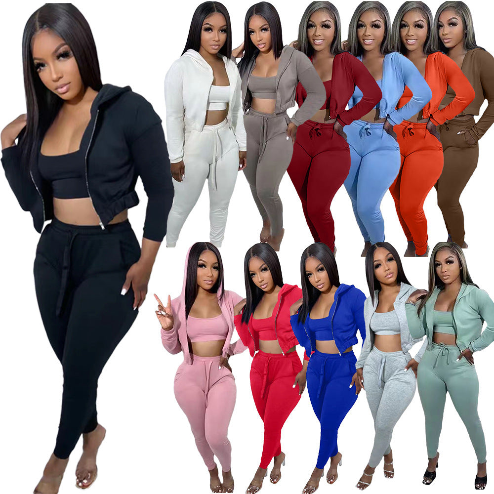 Sweatshirt pull rack hooded athleisure 3pc set