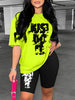 Casual Sports Printed Short Sleeves 2PC SET