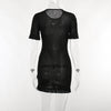 See-through Tassel Short Sleeve Sheath Dress