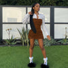 Shirt Stitching Leather Skirt Pleated Fake Two-piece Punk Dress