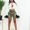 Camouflage Workwear Pocket Tassel Ripped Short