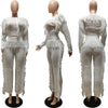 Casual Solid Color Knitted Long Sleeve Tassel Suit Women's Knitted Sweater