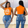 Loose Print Sleeveless Vest T-shirt