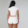 Cropped Shorts Popcorn Bubble Two-Piece Set