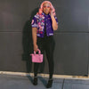Printed Short-Sleeved Baseball Jacket