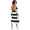 Striped Backless Lace-up Sheath Sexy Dress