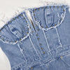 Tassel Hole Rhinestone Washing Water Denim Jumpsuit Female