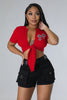 Solid Color Lace-up T-shirt