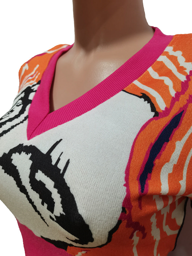 Printed Heart Neck Slim Fit Sports & Casual Suit