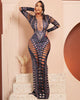 Ripped Skinny Sheath Dress Rhinestone Printed Dress