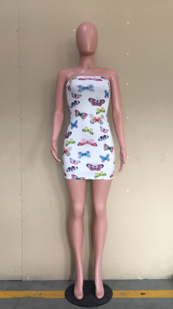 Butterfly Print Sleeveless Dress